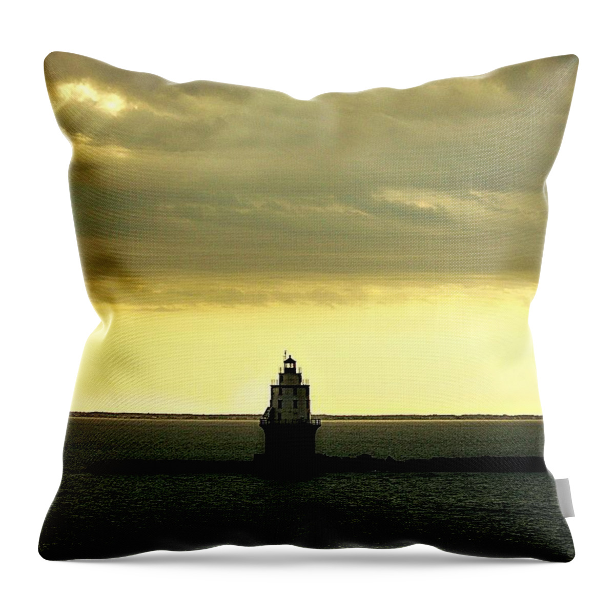 Light House Throw Pillow featuring the photograph Twilight at Breakwater East End Light by Kathy Barney