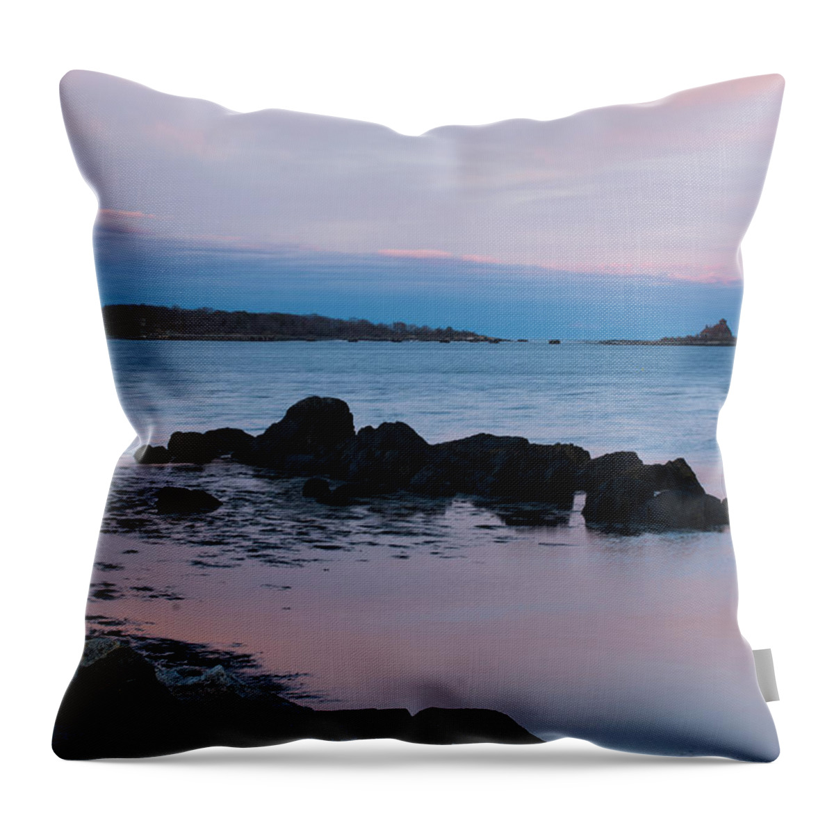 New Hampshire Throw Pillow featuring the photograph Twilight at New Castle Common by Nancy De Flon