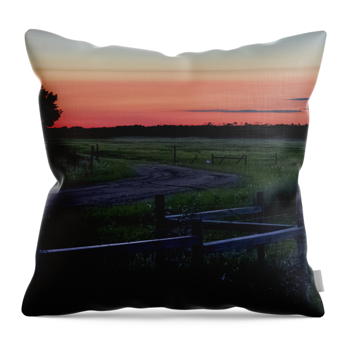 Sunset Throw Pillow featuring the photograph Twilight at the Higgins farm by Ellery Russell