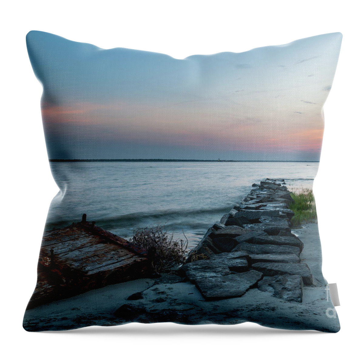 Sunset Throw Pillow featuring the photograph Twilight Beach Sky in Charleston South Carolina by Dale Powell