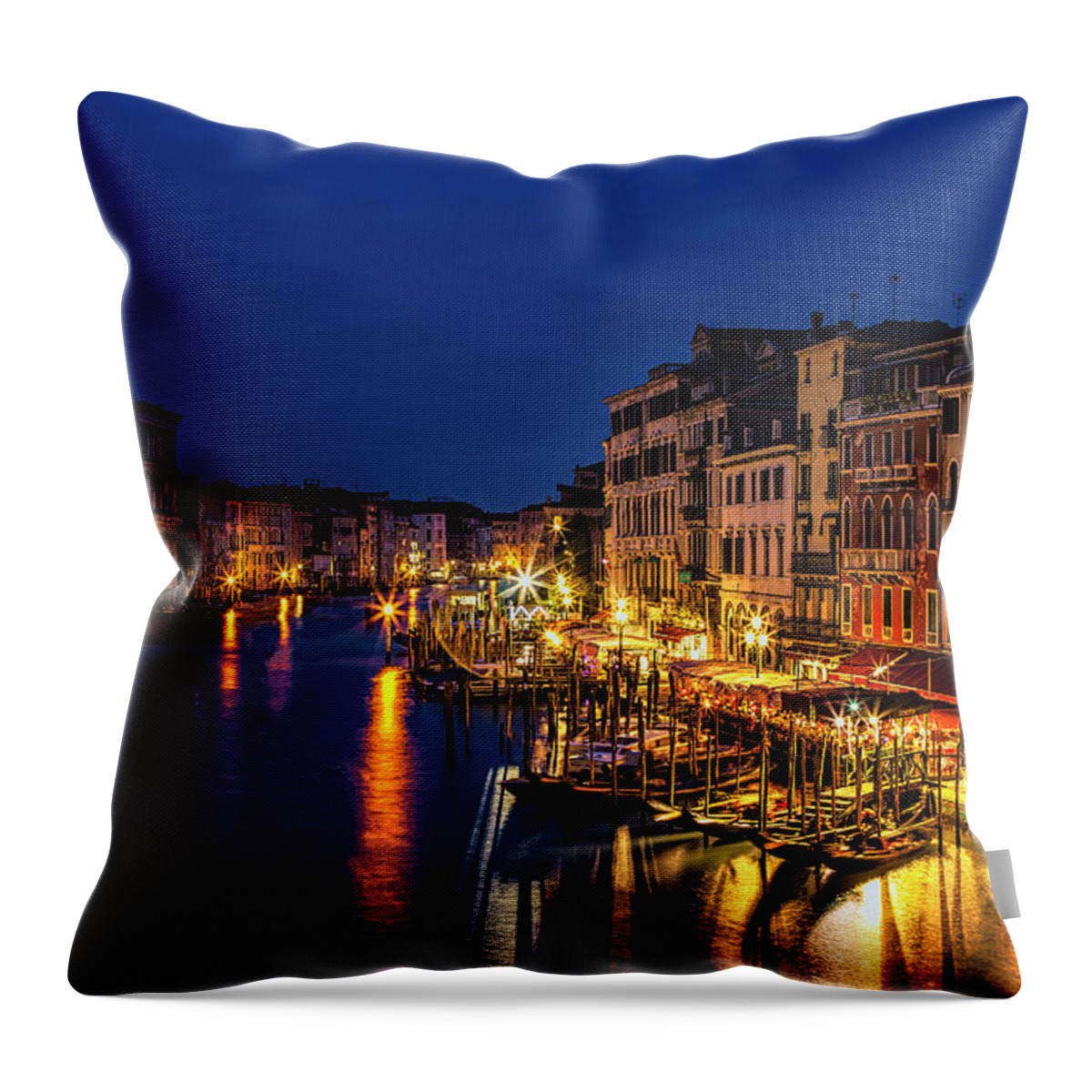 Venice Throw Pillow featuring the photograph Twilight from the Rialto Bridge by Andrew Soundarajan