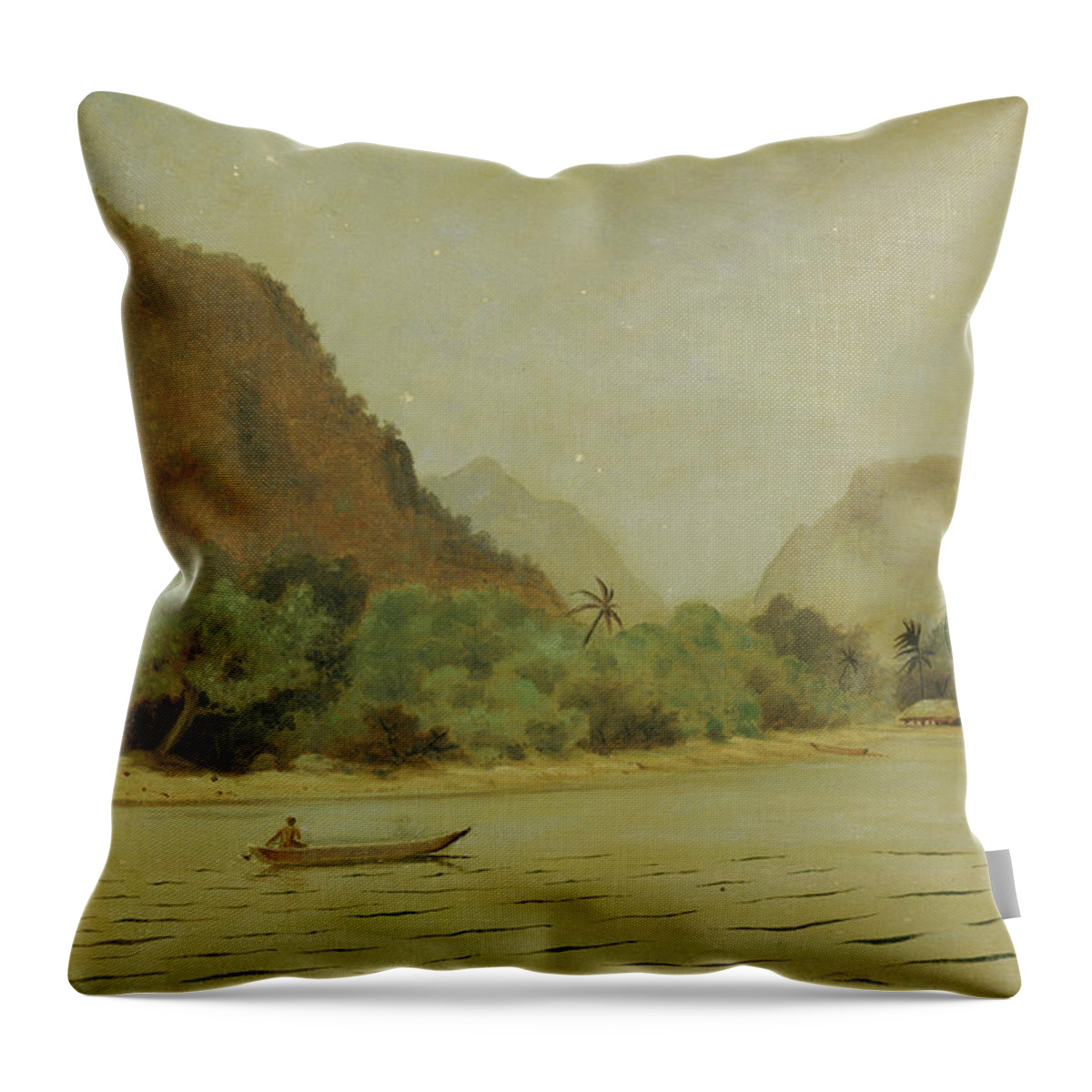 19th Century Art Throw Pillow featuring the painting Twilight in Samoa by Louis Michel Eilshemius