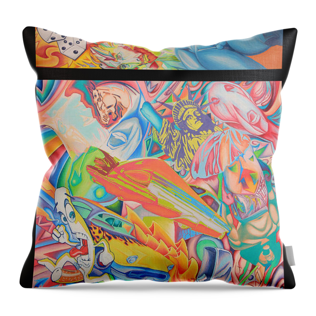 Pop Art Throw Pillow featuring the drawing Twilight in Sin City by Andrew Chambers