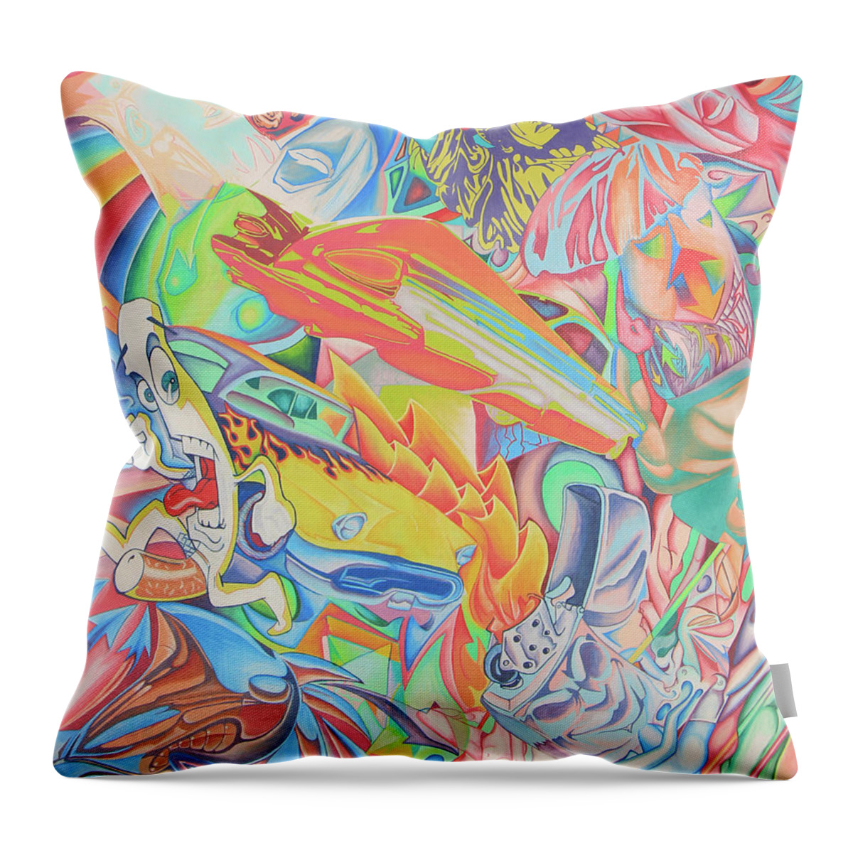 Pop Art Throw Pillow featuring the drawing Twilight in Sin City-Bottom Panel by Andrew Chambers