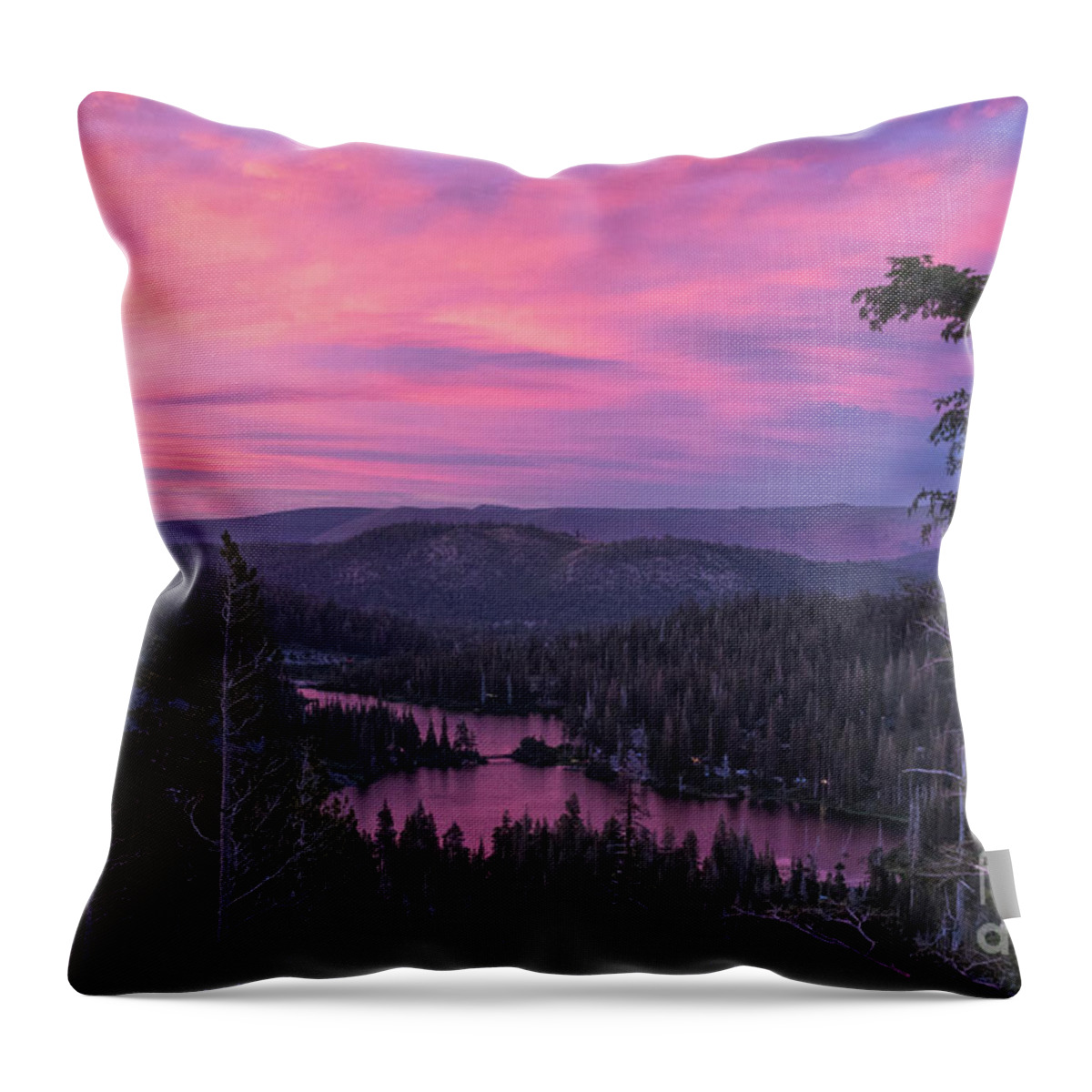 Trees Throw Pillow featuring the photograph Twilight Mammoth Lakes by Brandon Bonafede