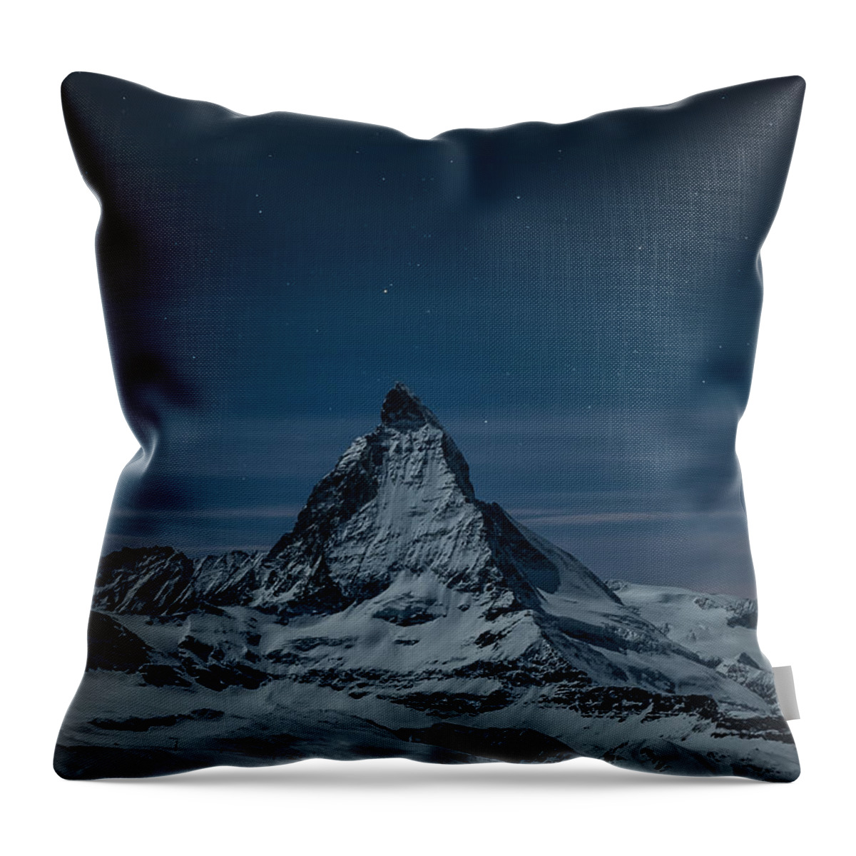 Furgggletscher Throw Pillow featuring the photograph Twilight on the Matterhorn Cervino by Brenda Jacobs