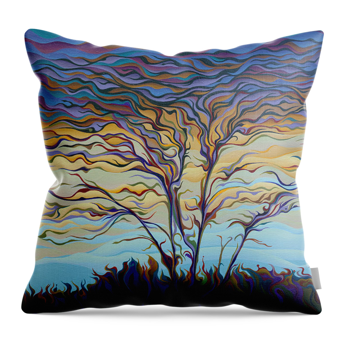 Tree Throw Pillow featuring the painting Twilight Ta-pes-Tree by Amy Ferrari