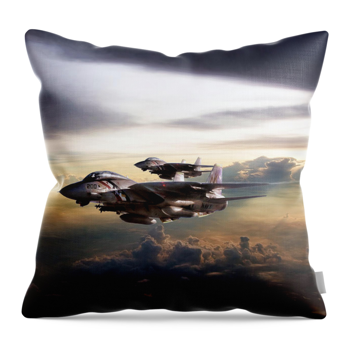Aviation Throw Pillow featuring the digital art Twilight's Last Gleaming by Peter Chilelli