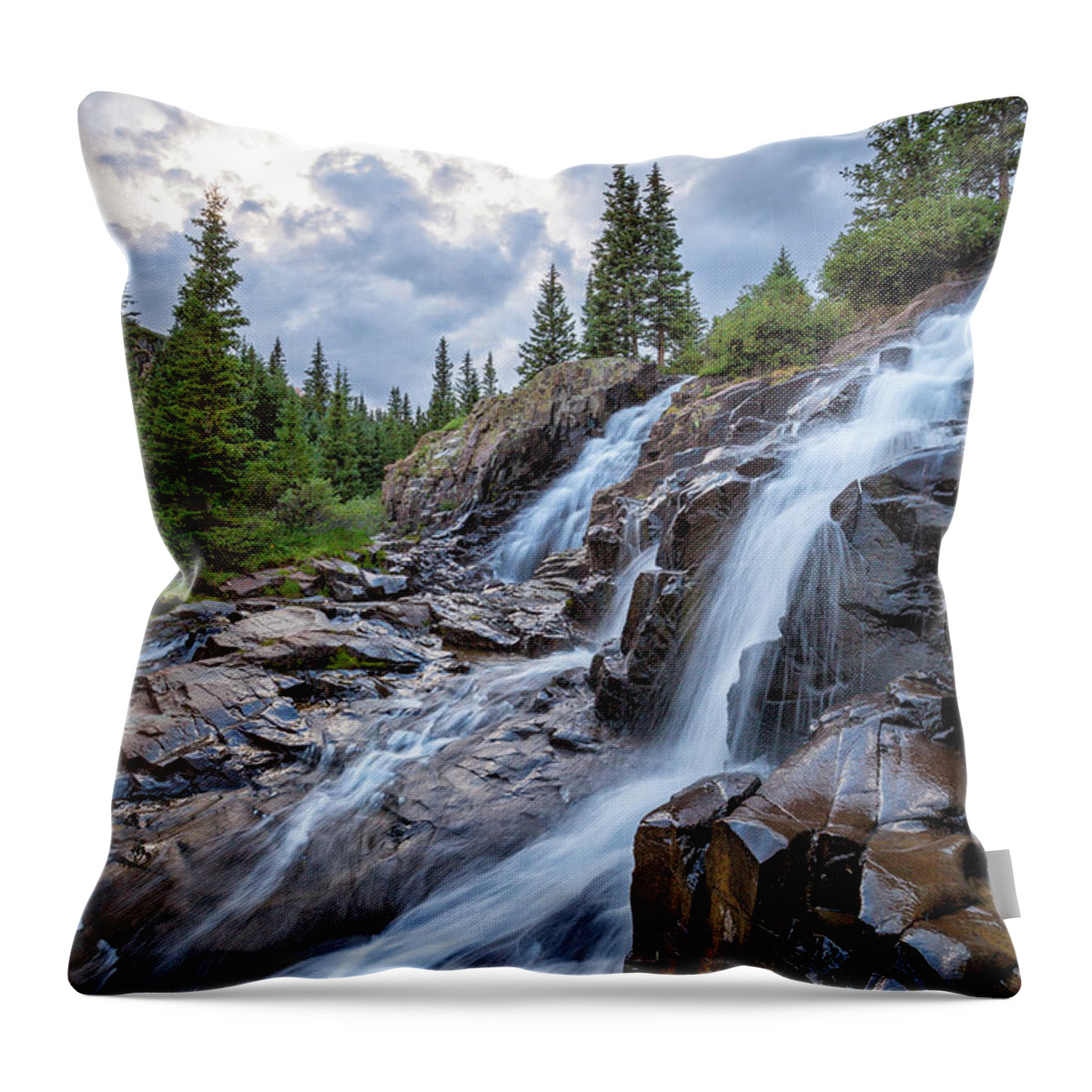 Waterfall Throw Pillow featuring the photograph Twin Falls At Sundown by Denise Bush