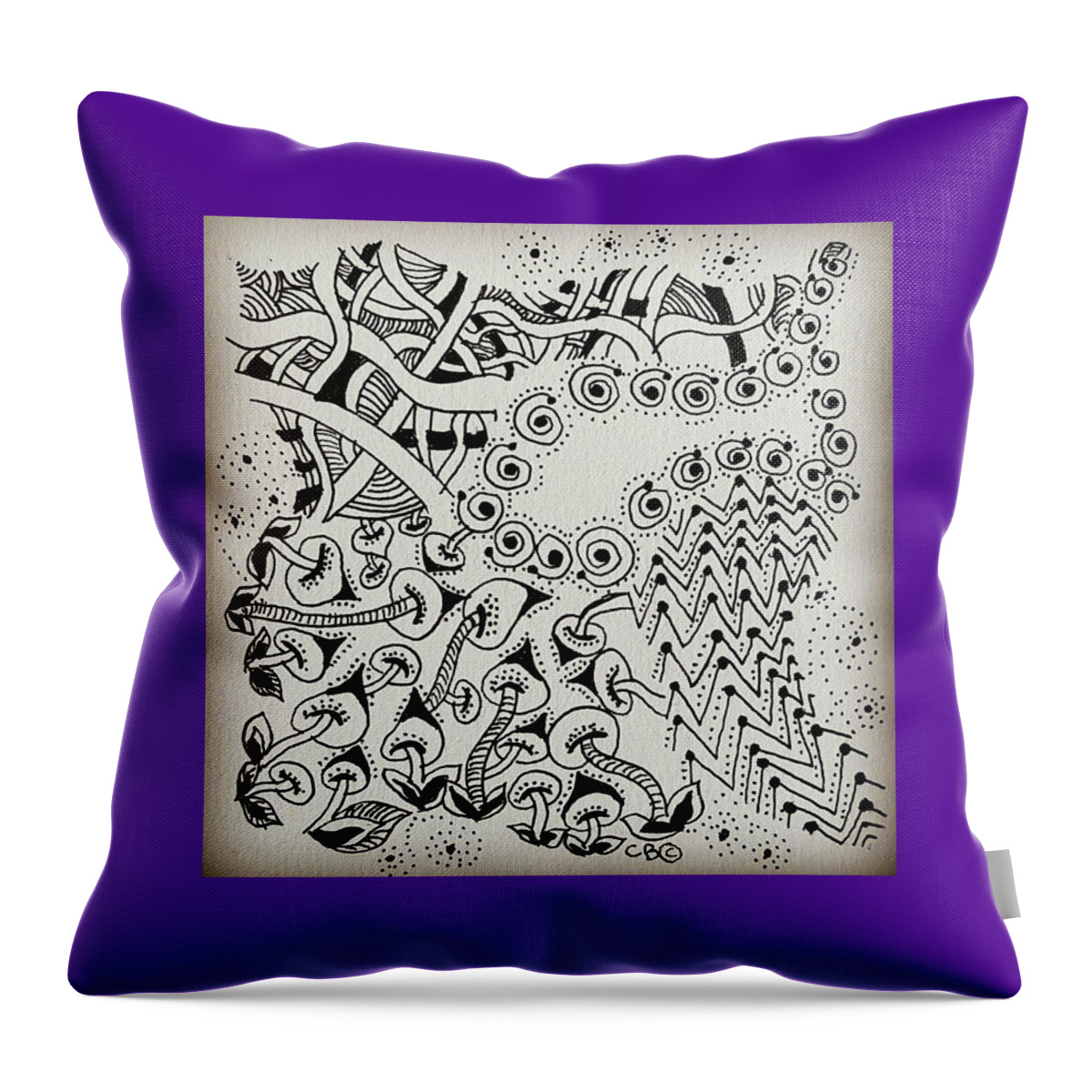 Zentangle Throw Pillow featuring the drawing Twinkle by Carole Brecht