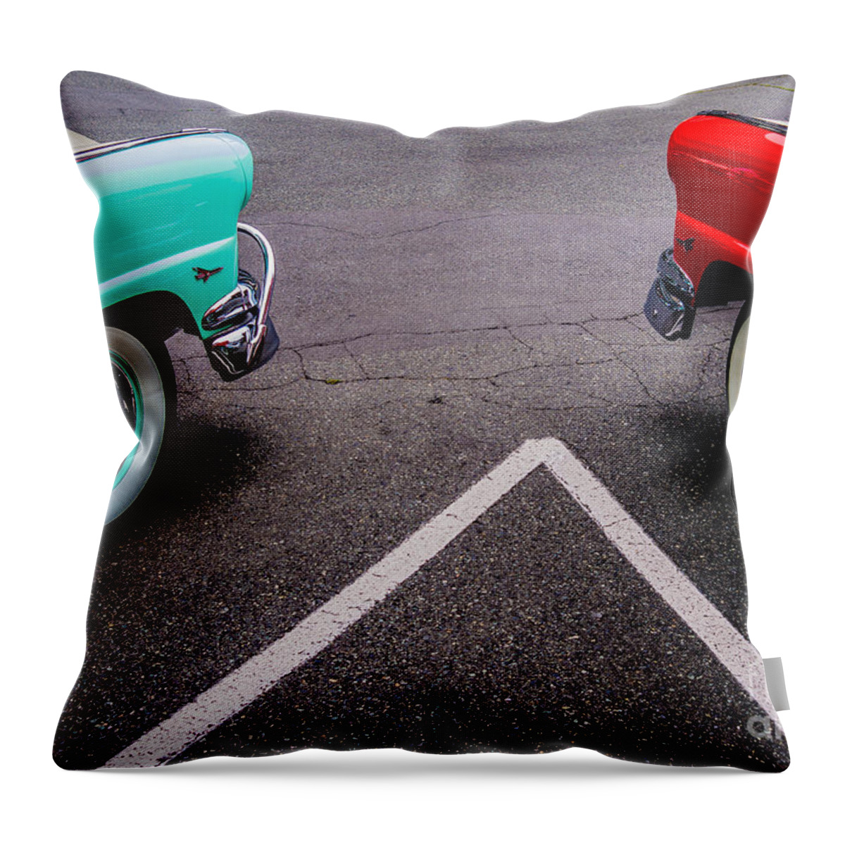 1958 Throw Pillow featuring the photograph Two 1958 Ford Crown Victorias by M G Whittingham