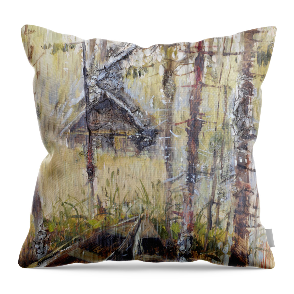 Russia Throw Pillow featuring the painting Two Boats by Ilya Kondrashov