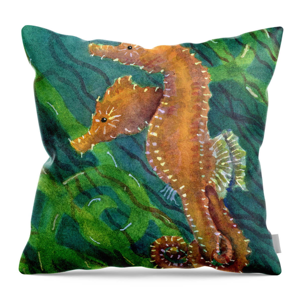 Seahorse Throw Pillow featuring the painting Two By Sea by Amy Kirkpatrick