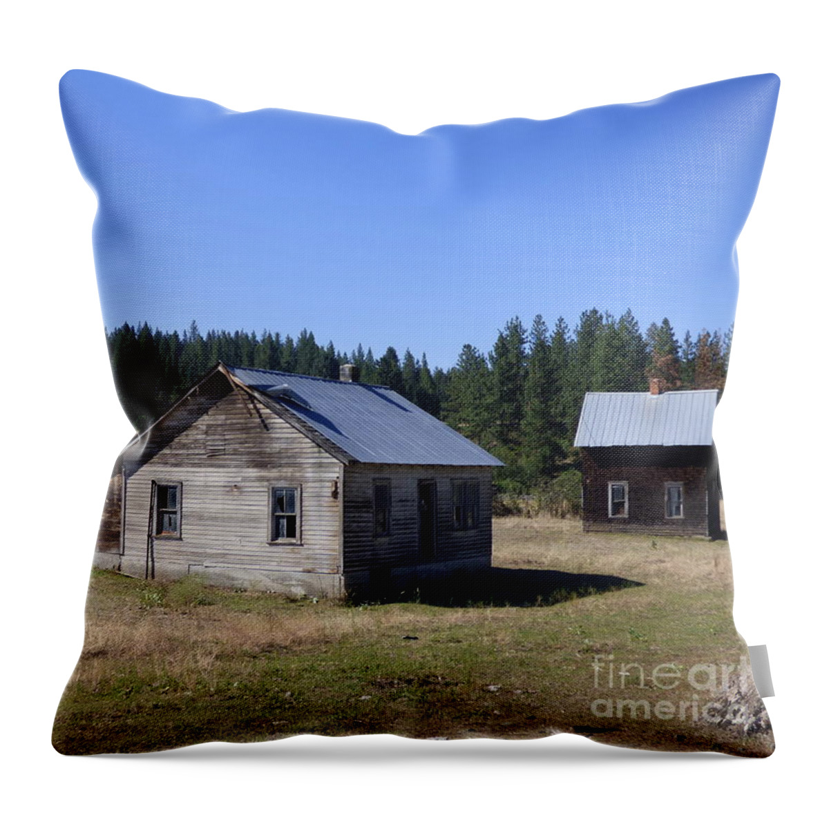 Cabin Throw Pillow featuring the photograph Two Cabins at Fruitland by Charles Robinson