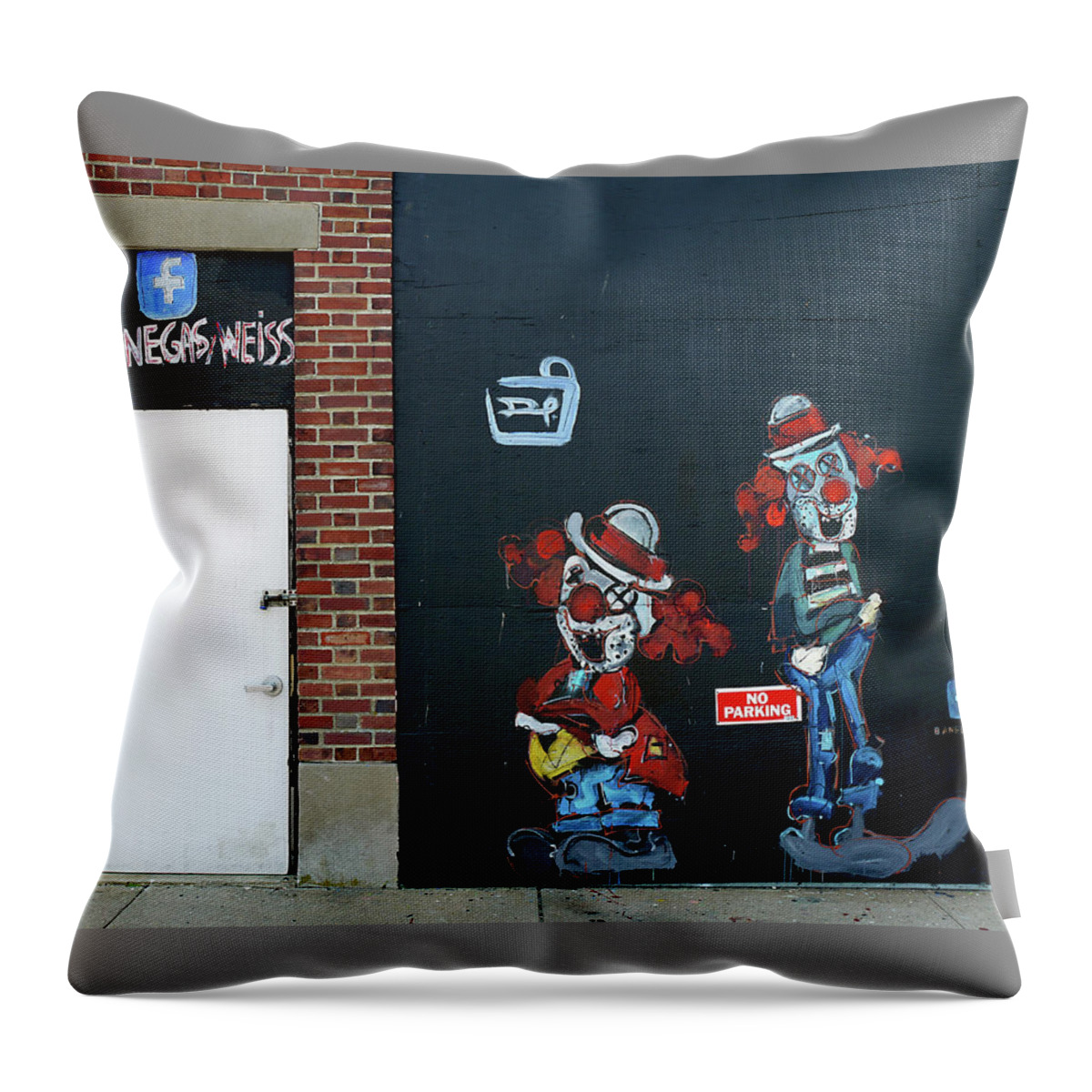 Asbury Park Throw Pillow featuring the photograph Two Clowns by JoAnn Lense