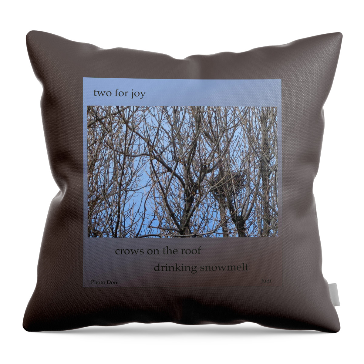 Poetry Throw Pillow featuring the digital art Two for Joy Spring Haiga by Judi and Don Hall