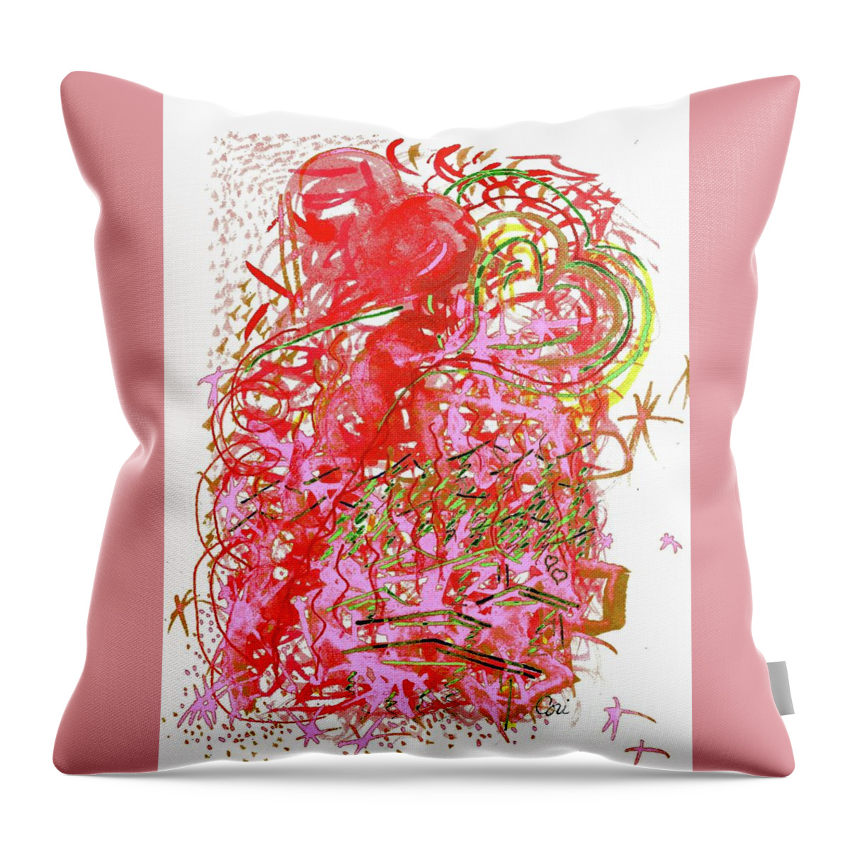 Heart Throw Pillow featuring the painting Two Hearts by Corinne Carroll