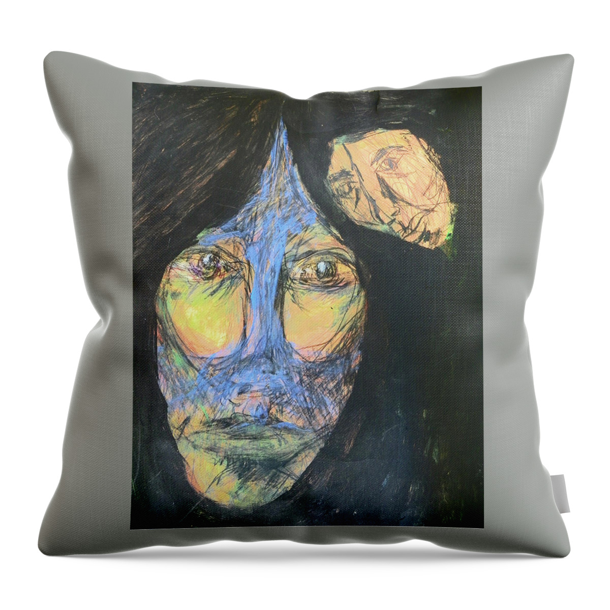Expressive Throw Pillow featuring the painting Two by Judith Redman
