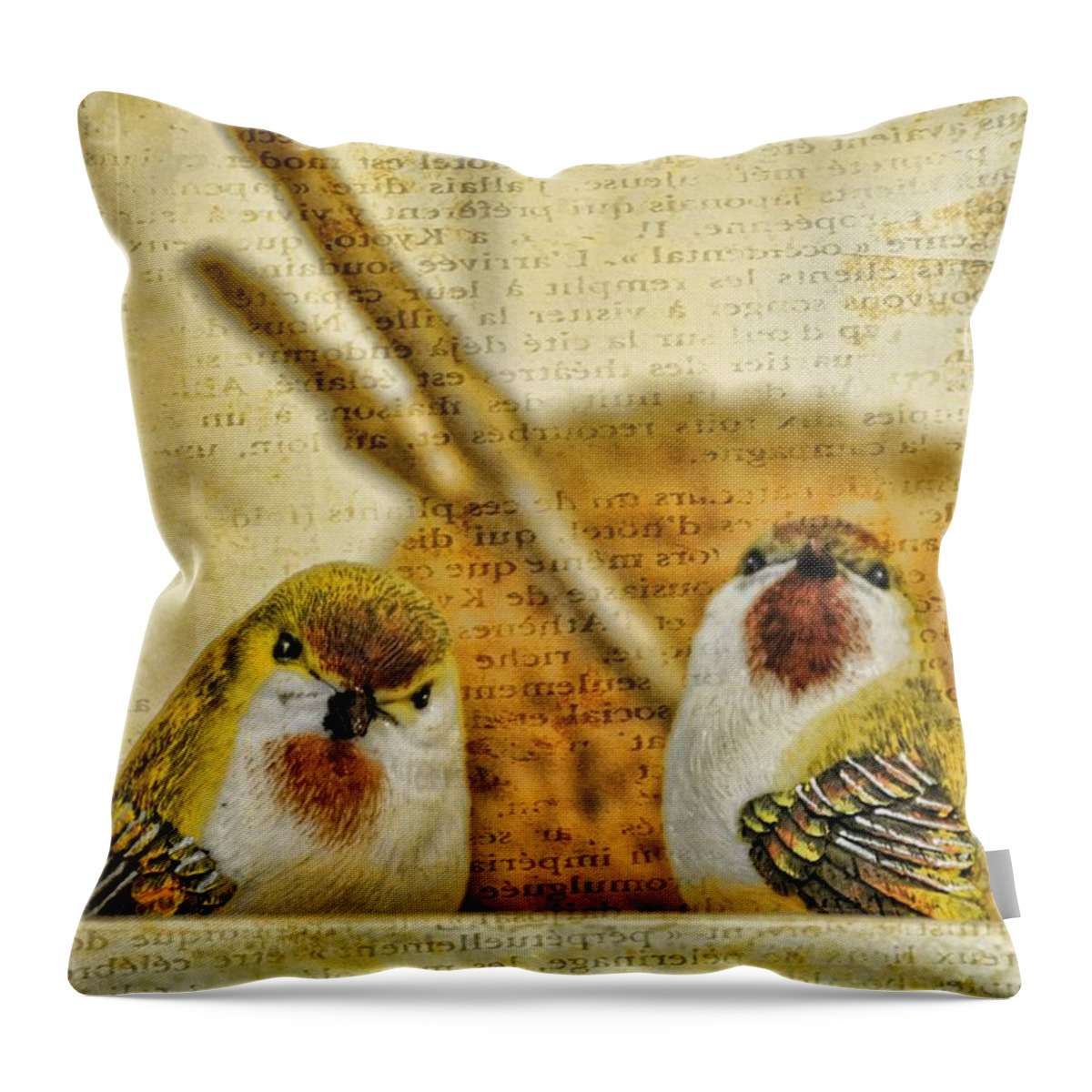 Birds Throw Pillow featuring the photograph Two Little Birds by Jan Amiss Photography