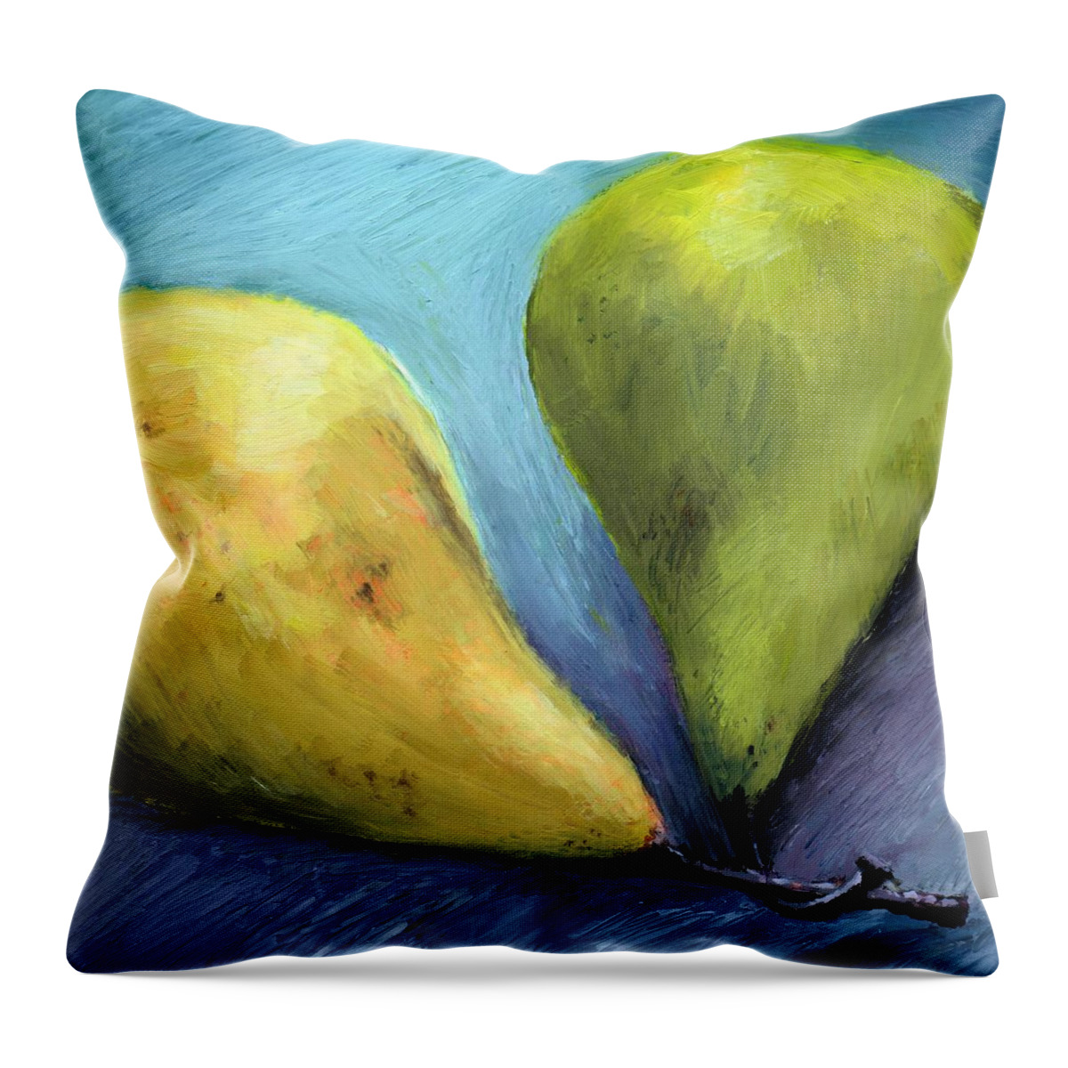 Pear Throw Pillow featuring the painting Two Pears Still Life by Michelle Calkins