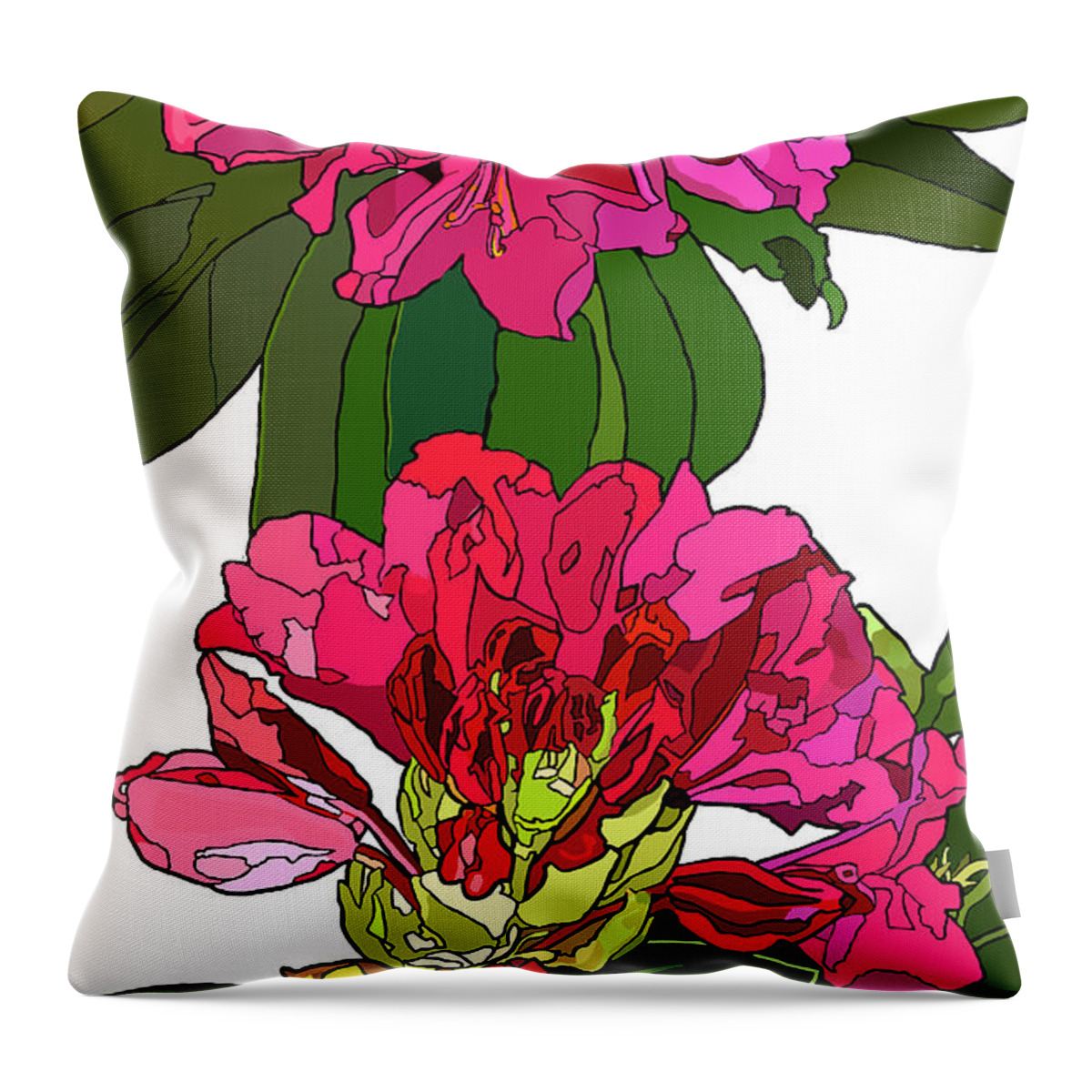 Rhododendron Throw Pillow featuring the painting Two Rhododendrons by Jamie Downs