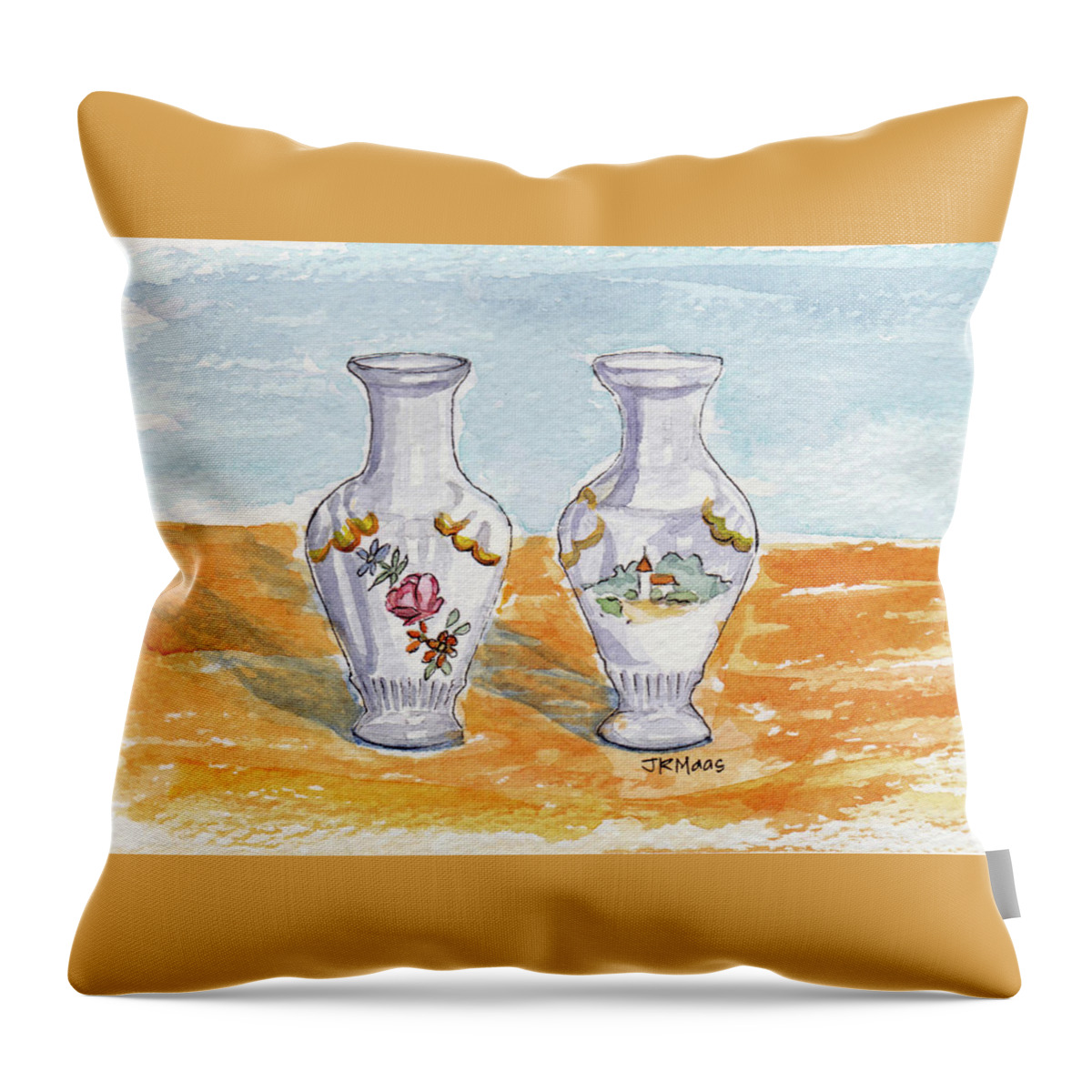 One Vase Throw Pillow featuring the painting Two-View Vase by Julie Maas