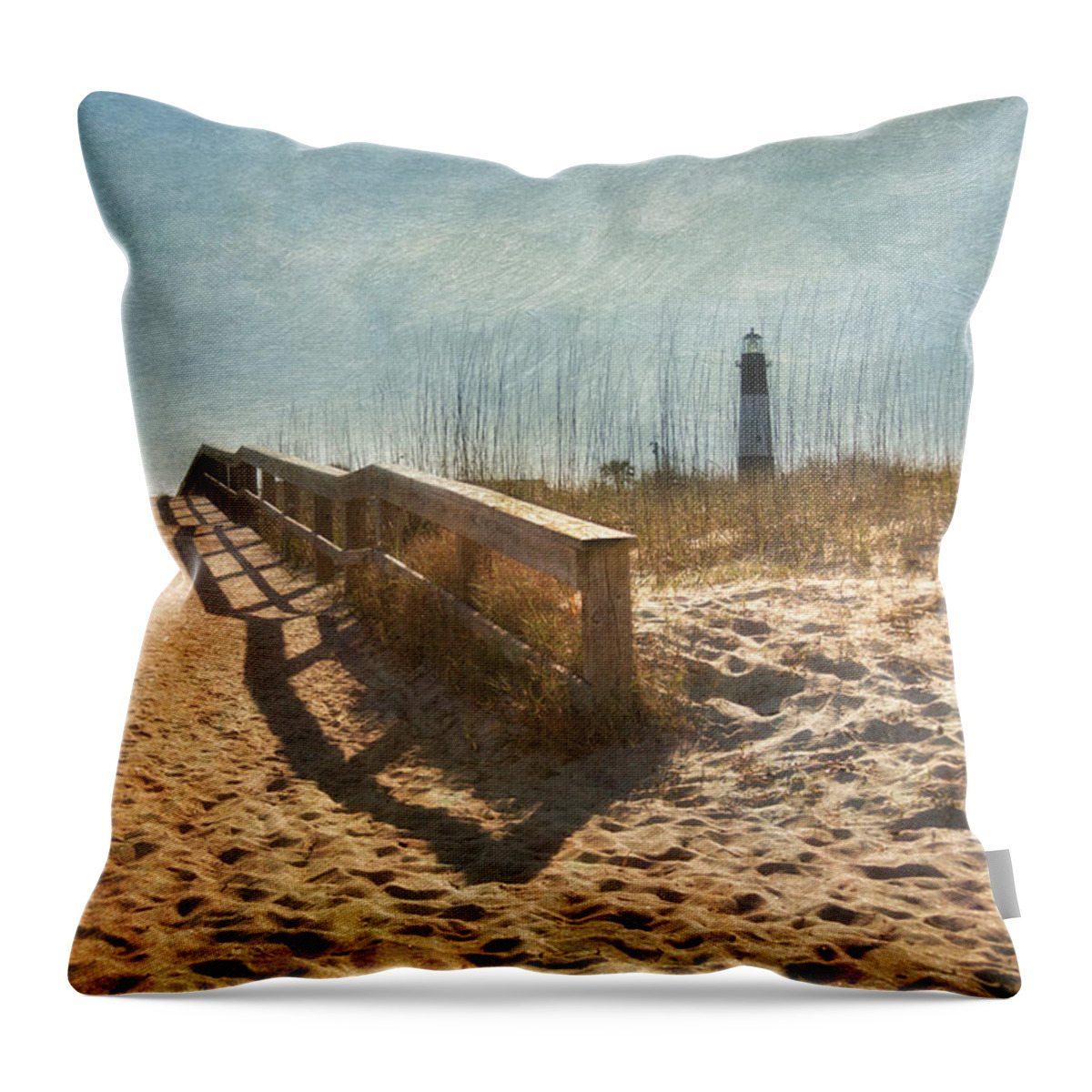Lighthouse Throw Pillow featuring the photograph Tybee Island by Kim Hojnacki