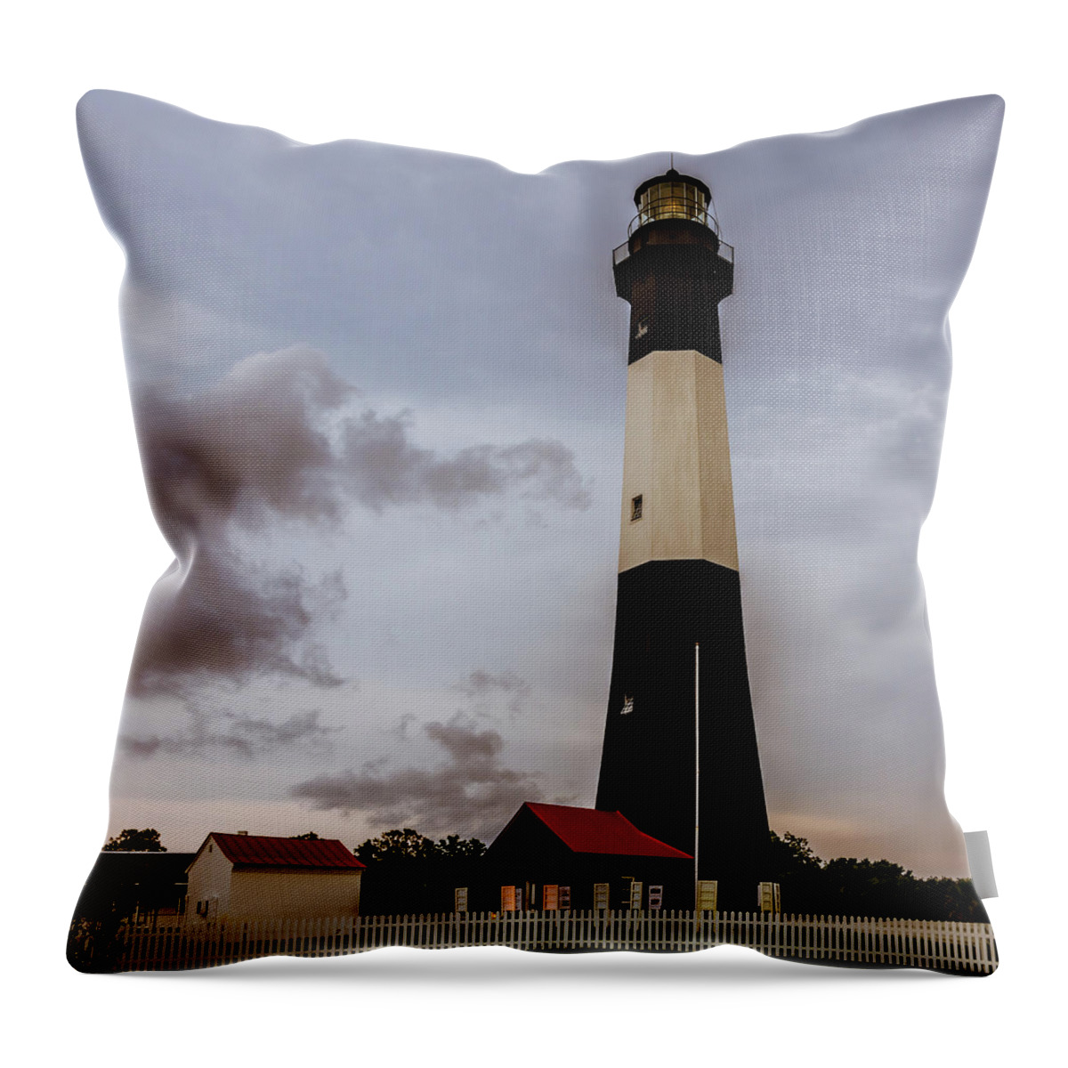 Tybee Island Lighthouse Throw Pillow featuring the photograph Tybee Island LIghthouse - Square Format by Debra Martz