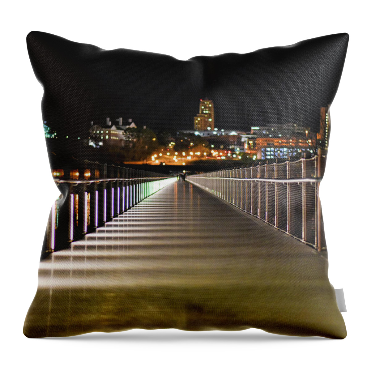 Rva Throw Pillow featuring the photograph Tyler Potterfield Bridge At Night by Doug Ash