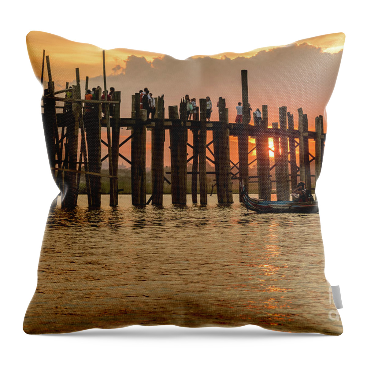 River Throw Pillow featuring the photograph U-Bein Bridge by Werner Padarin