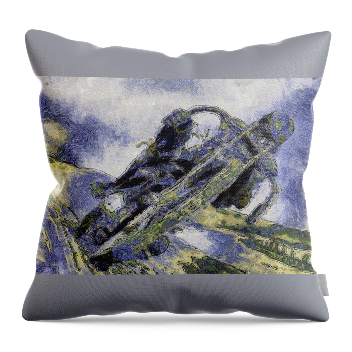 Harley-davidson Throw Pillow featuring the painting Ubiquitous Harley-Davidson Cult by Maciek Froncisz