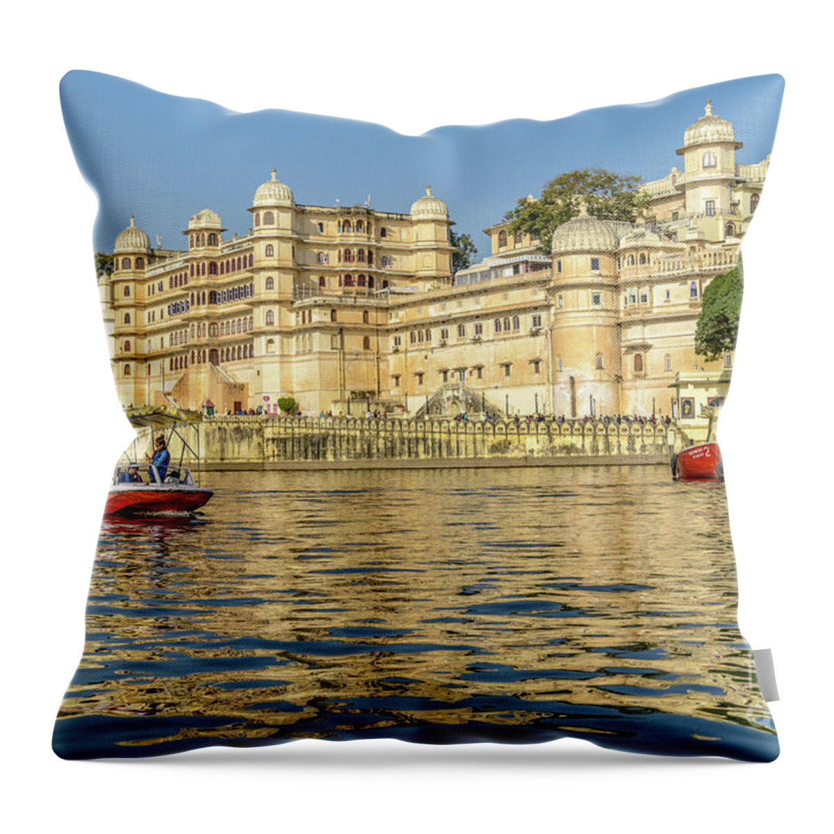 India Throw Pillow featuring the photograph Udaipur City Palace 01 by Werner Padarin