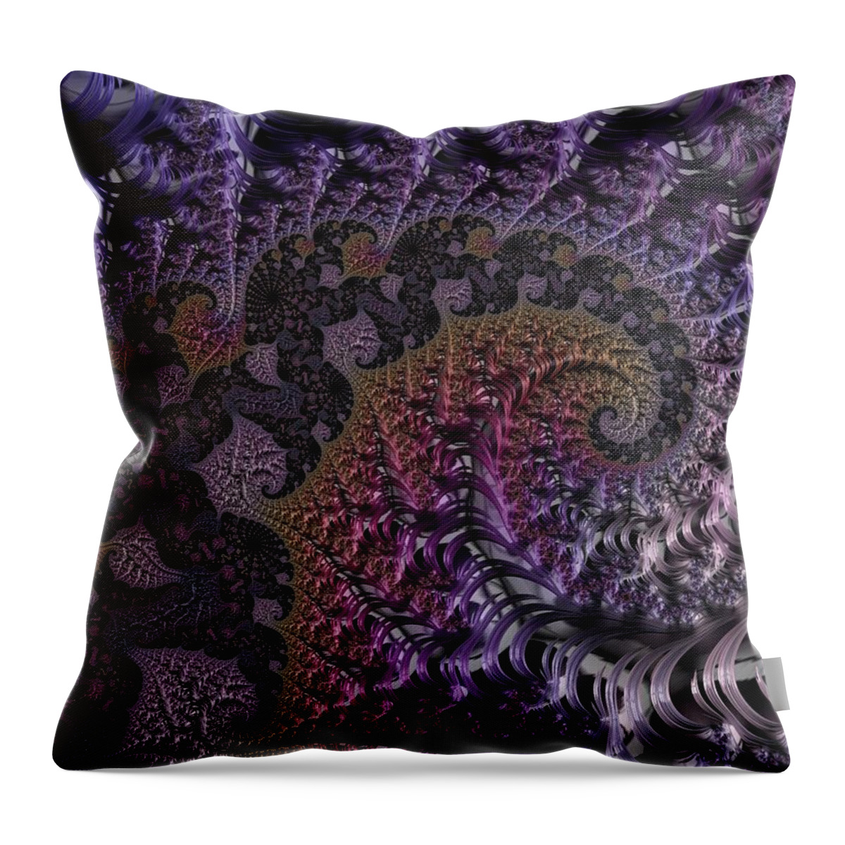 Fractal Throw Pillow featuring the digital art Ultra Leaf Spiral by Paisley O'Farrell