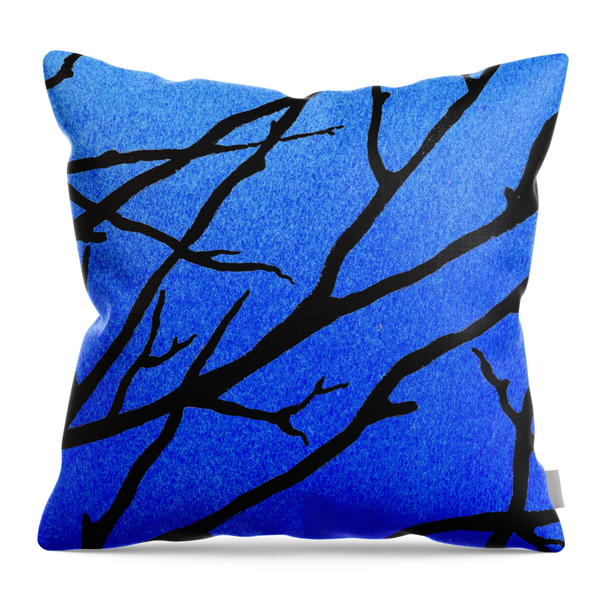 Winter Forest Throw Pillow featuring the painting Ultramarine Forest Winter Blues II by Irina Sztukowski
