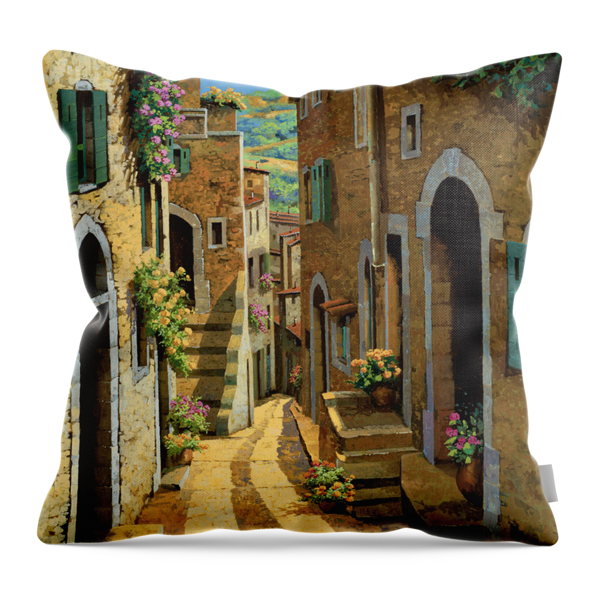Village Throw Pillow featuring the painting Un Passaggio Tra Le Case by Guido Borelli