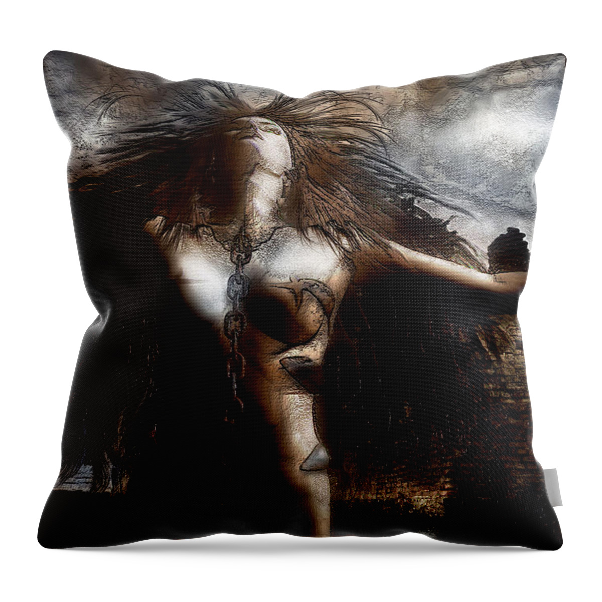 Fantasy Throw Pillow featuring the mixed media Unchain My heART by Carol Cavalaris