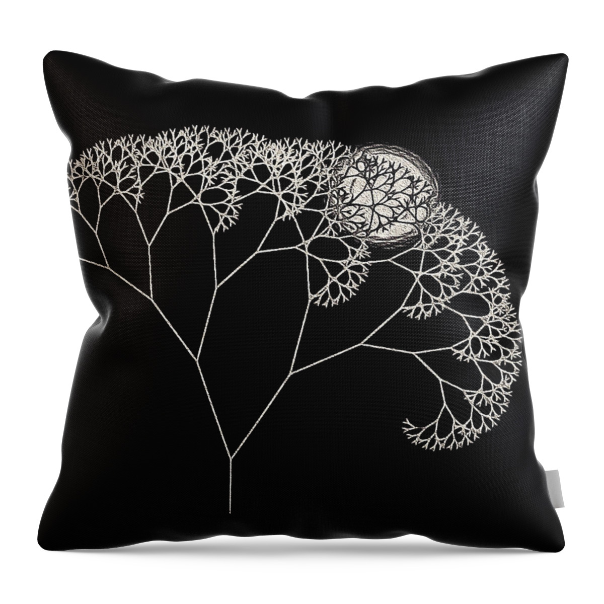 Abstract Fractal Tree Throw Pillow featuring the painting Under a Pearl Moon by Susan Maxwell Schmidt
