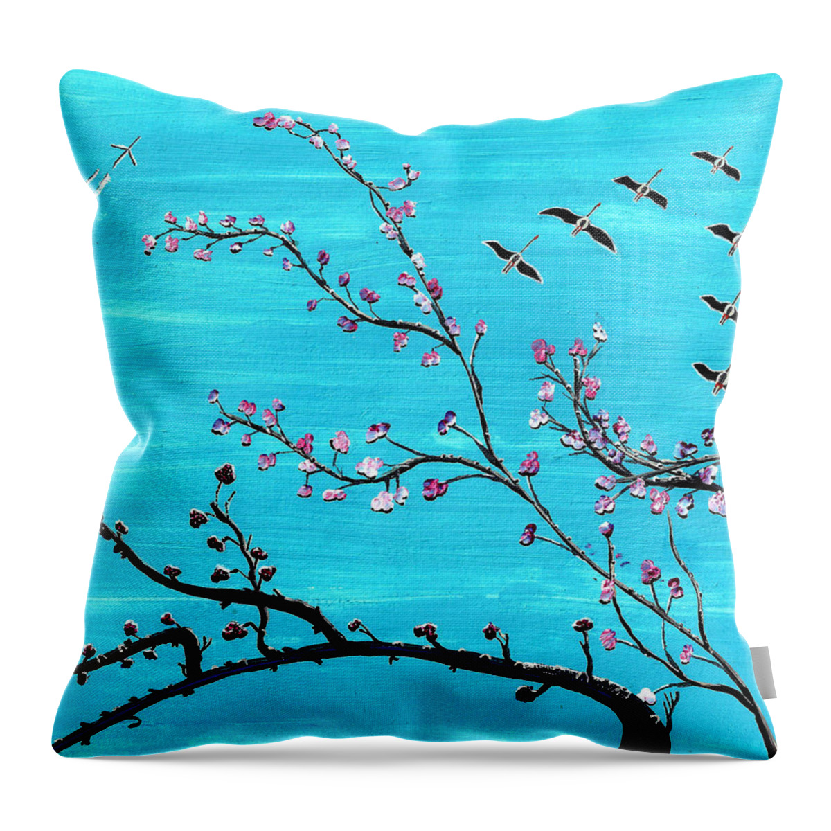 Tree Throw Pillow featuring the painting Under a tree by Paul Fields