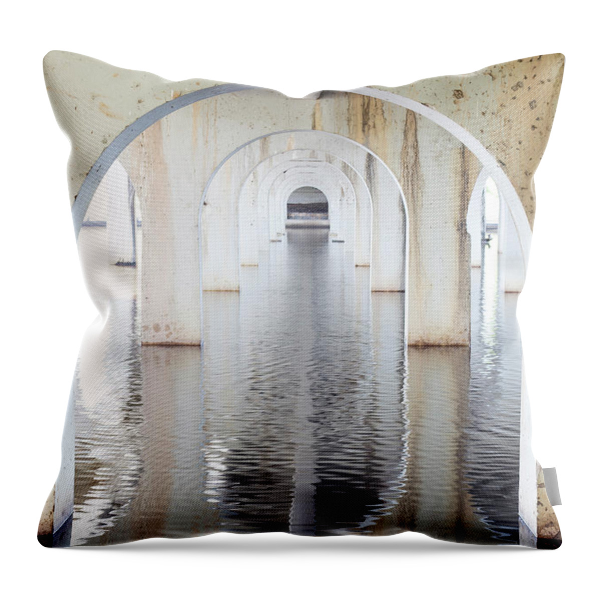 Bridge Throw Pillow featuring the photograph Under the Bridge by Linda Lees