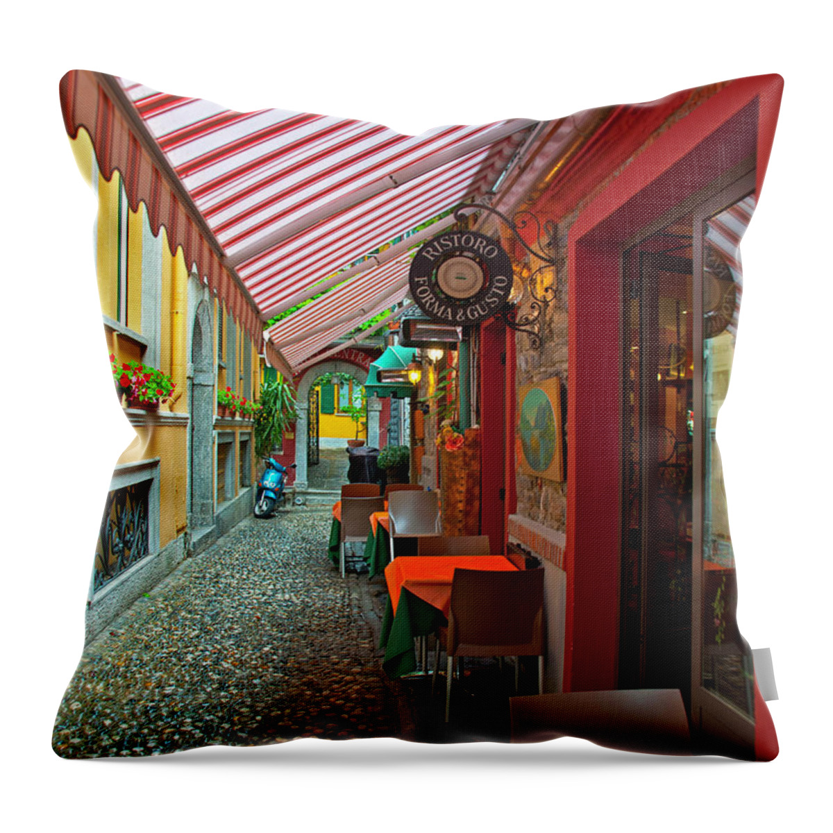 Bellagio Italy Throw Pillow featuring the photograph Under the Canopy - Lake Como, Bellagio, Italy by Denise Strahm