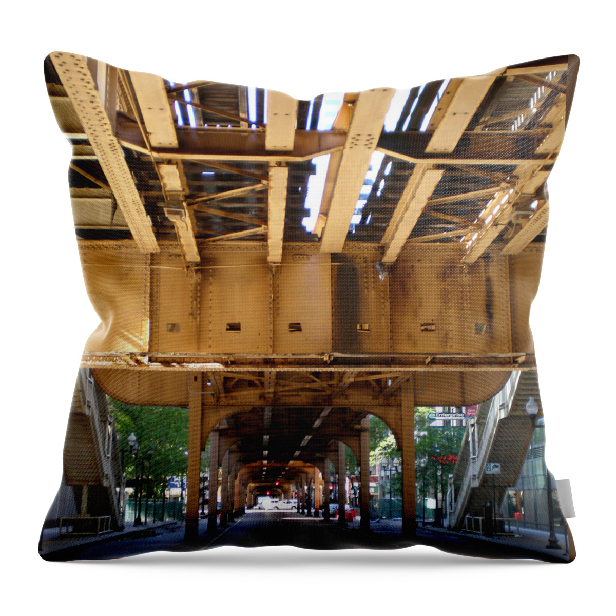 El Throw Pillow featuring the photograph Under The El - 1 by Ely Arsha