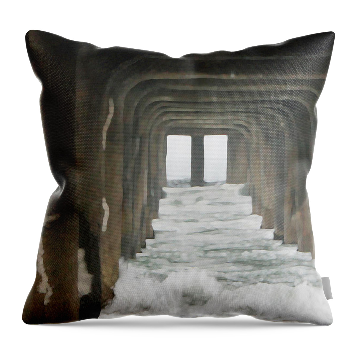 Ocean Water Throw Pillow featuring the photograph Under The Pier by Gilbert Artiaga