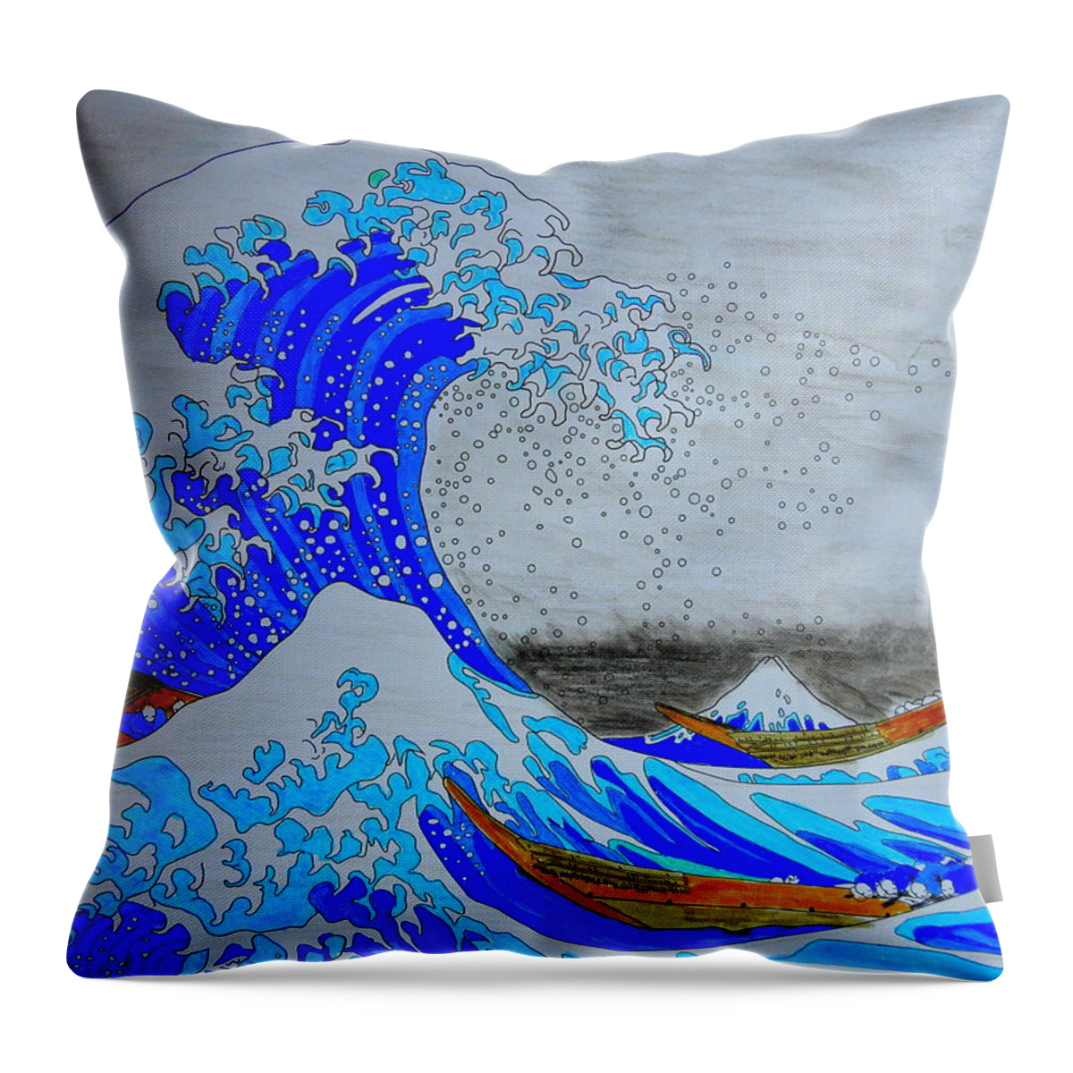 Wave Throw Pillow featuring the photograph Under the Wave, off Kanagawa after Katsushika Hokusai by Betty-Anne McDonald