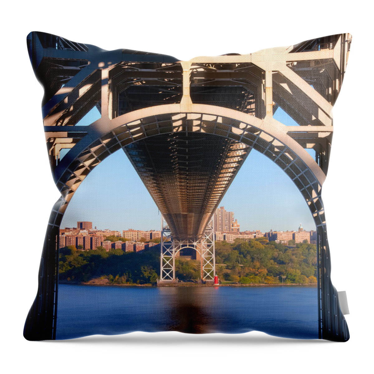 Clarence Holmes Throw Pillow featuring the photograph Underneath the George Washington Bridge II by Clarence Holmes