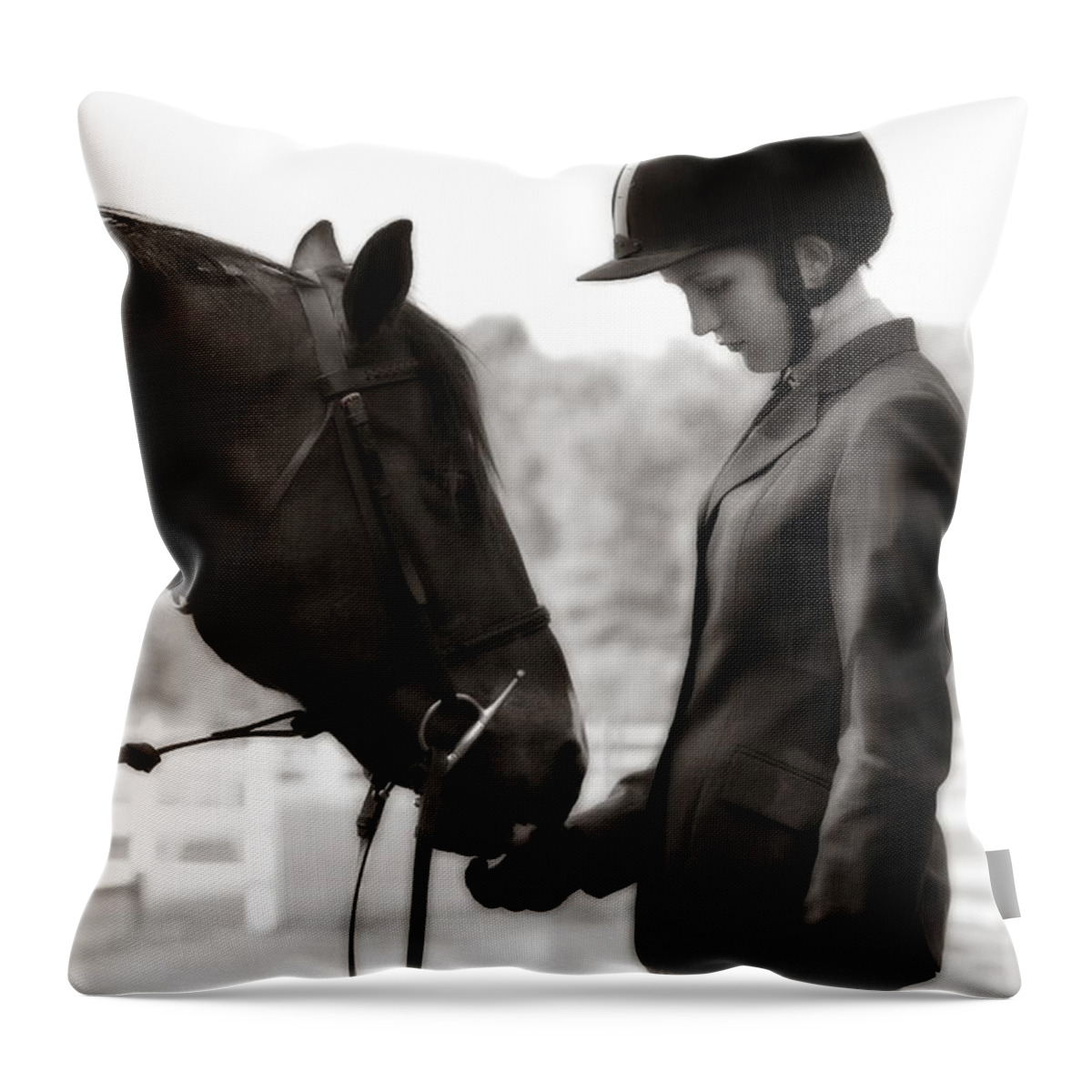 Black And White Throw Pillow featuring the photograph Understanding by Angela Rath