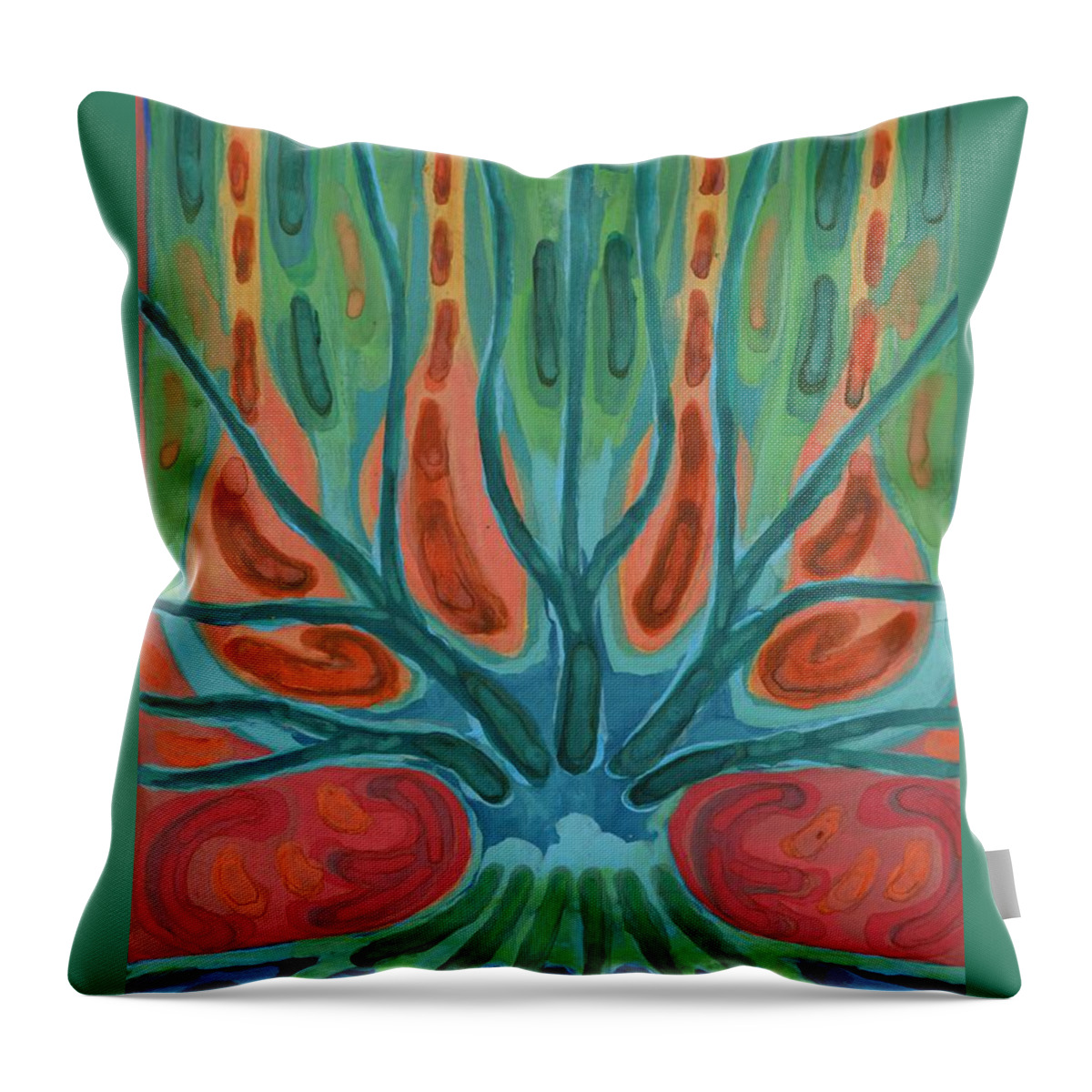 Colour Throw Pillow featuring the painting Unfinished Tree by Wojtek Kowalski