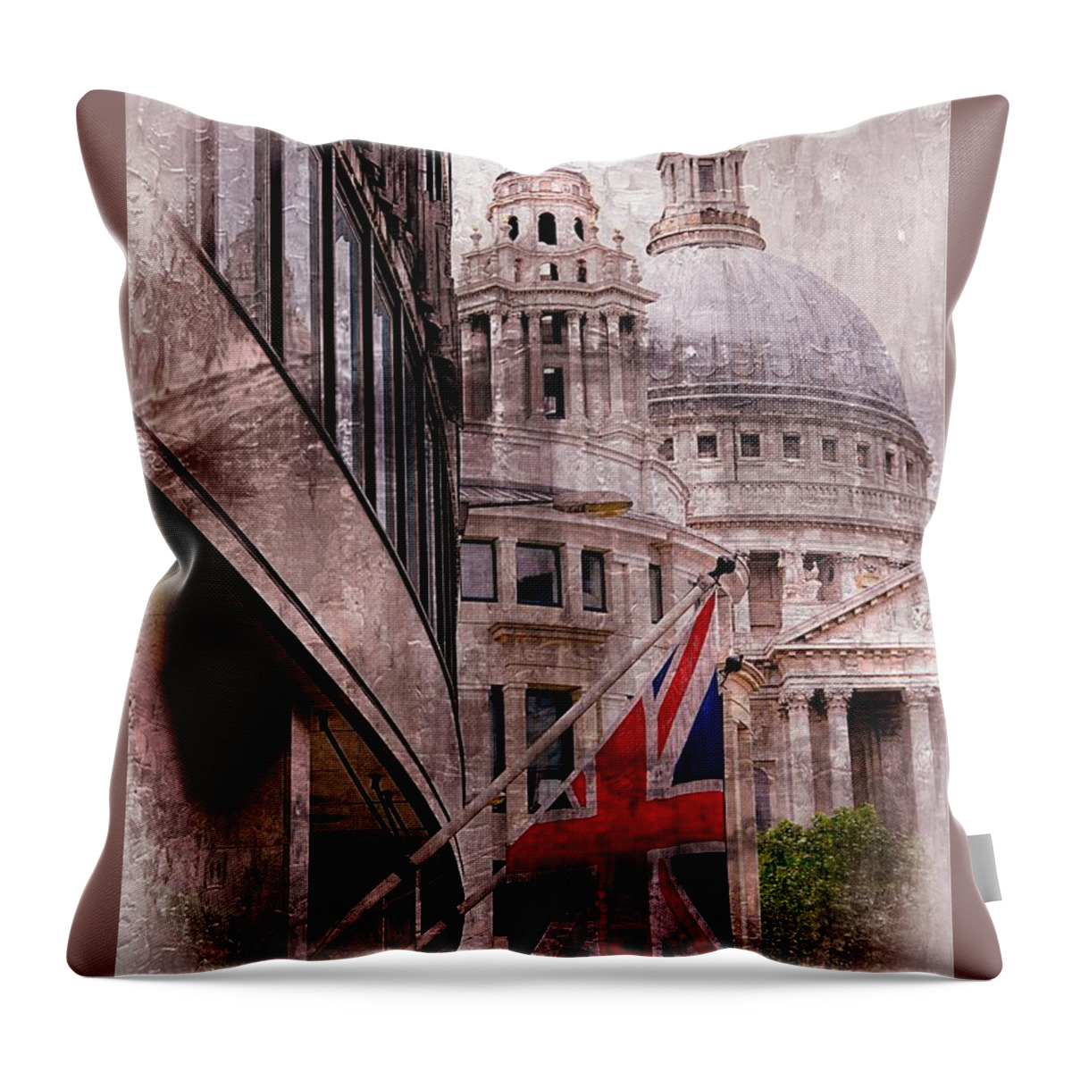 British Flag Throw Pillow featuring the photograph Union Jack by St. Paul's Cathdedral by Karen McKenzie McAdoo
