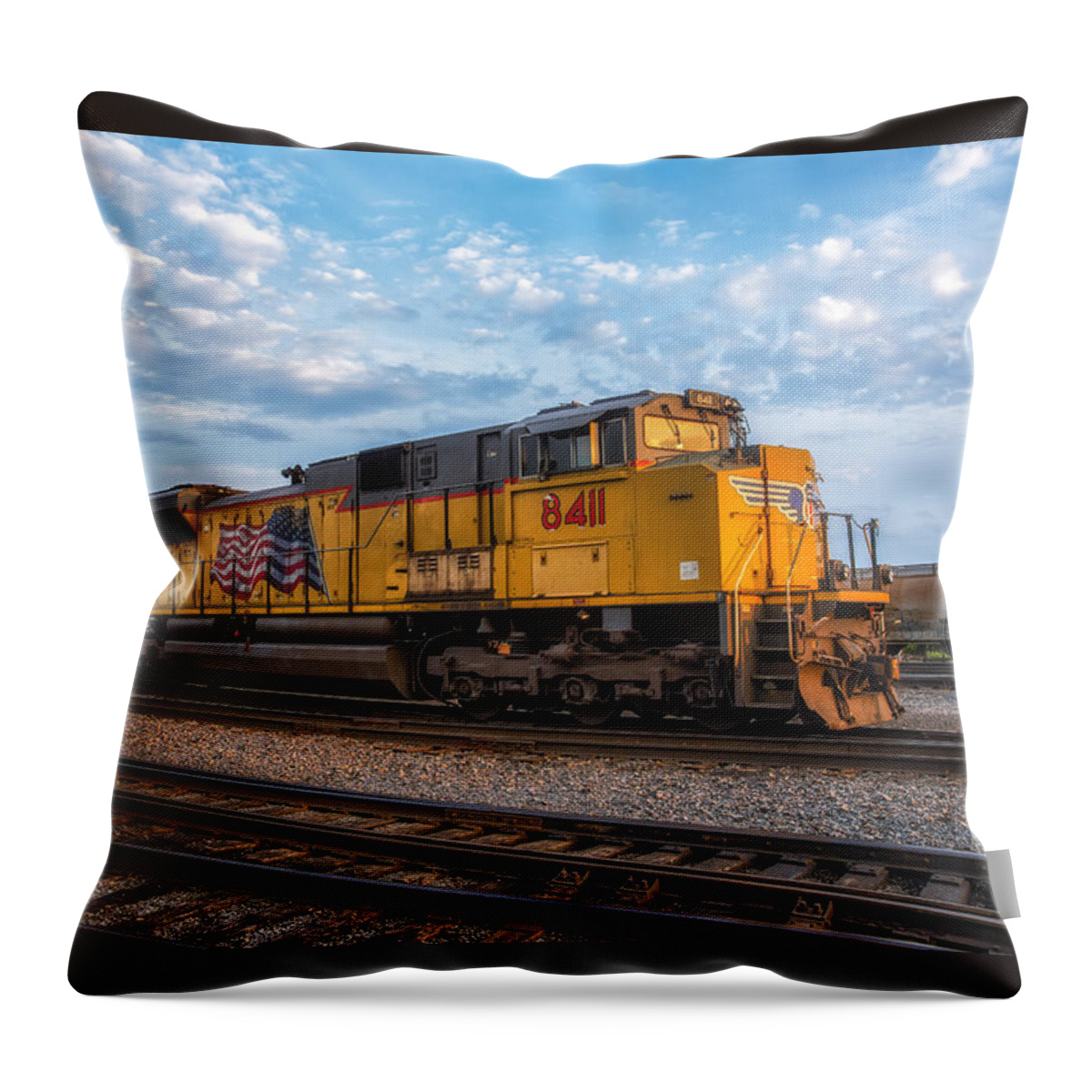 Union Pacific Train Throw Pillow featuring the photograph Union Pacific Railroad by Mark Papke