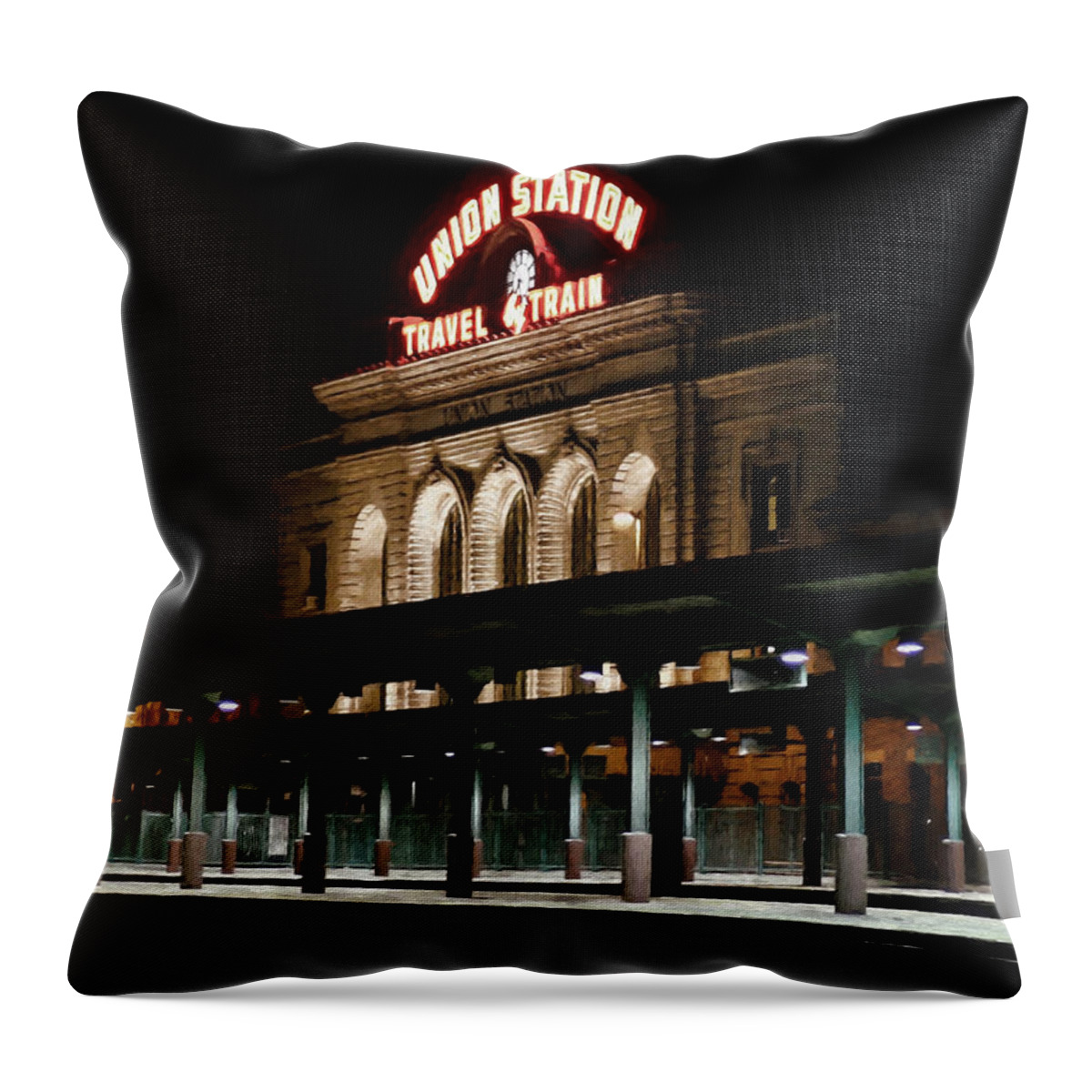 Union Station Throw Pillow featuring the photograph Union Station Denver Colorado by Ken Smith