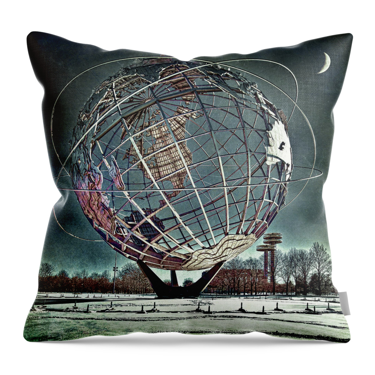 Unisphere Throw Pillow featuring the photograph Unisphere by Chris Lord